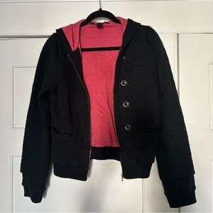 Marc by Marc Jacobs Jacket/Black/Pink Lining/Hood/Small